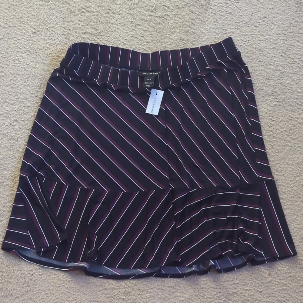 New with Tags Lane Bryant Navy & Pink Stripe Stretch Skater Skirt Size 14/16